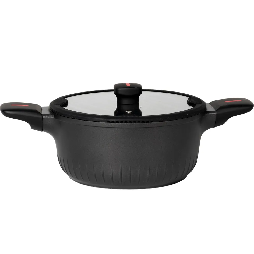 Casseruola in alluminio pressofuso con coperchio in vetro Linea Grenoble diametro 24 cm