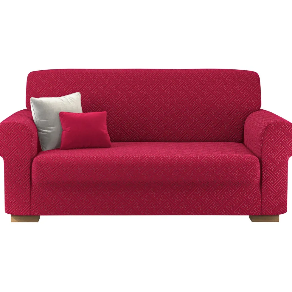 Copridivano Bonton in tessuto bielastico Bordeaux 3 posti