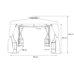 Gazebo da giardino in Acciaio Bronzato con Telo in Poliestere Camel e Zanzariera 3x3 metri