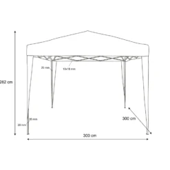 Gazebo da giardino Richiudibile in acciaio Antracite con telo Ècru 3x3 metri
