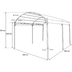 Gazebo da giardino Telo Ècru 3x4 metri