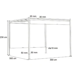 Gazebo Pergola Orientabile Telo Camel 3x3 metri