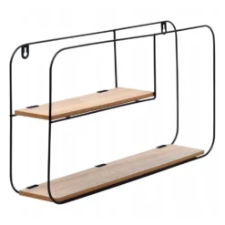 Mensola da Parete 2 Ripiani Wandrek in ferro e MDF h29x52 cm