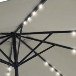 Ombrellone da giardino con 32 LED e Pannello Solare Ècru diametro 3 metri