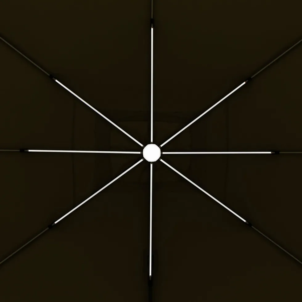 Ombrellone da giardino con LED e Pannello Solare Grigio 3x4 metri