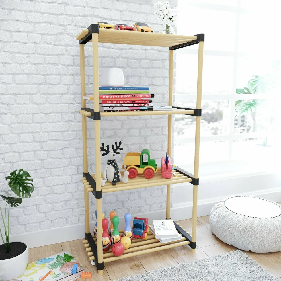 Scaffale Multiuso 4 ripiani in legno Linea Woodpine