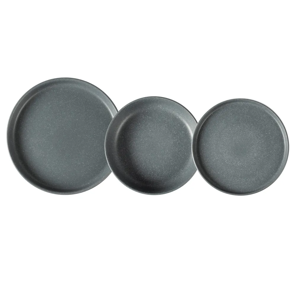 Servizio di piatti in Stoneware Nordica Grigio 18 pezzi