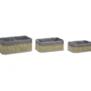 Set 3 Cestini Portaoggetti in Bamboo con Rivestimento in Policotone