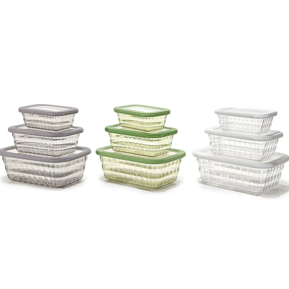 Set 3 Contenitori Rettangolari Ermetici Trasparenti Linea Timeless