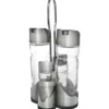 Set Menage in Vetro con Stand Metallo Cromato h20 cm