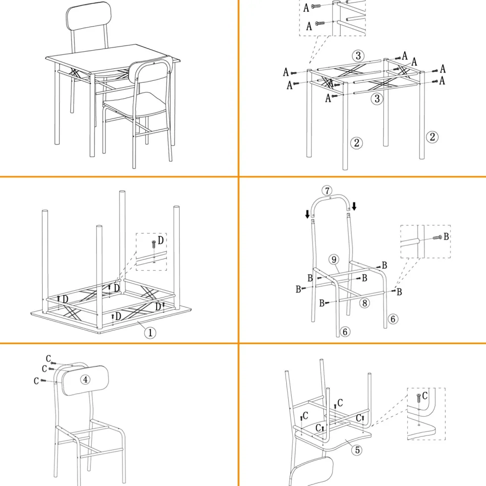 Set Tavolo da pranzo 70x70 cm e 2 sedie in metallo e MDF Rovere Massello